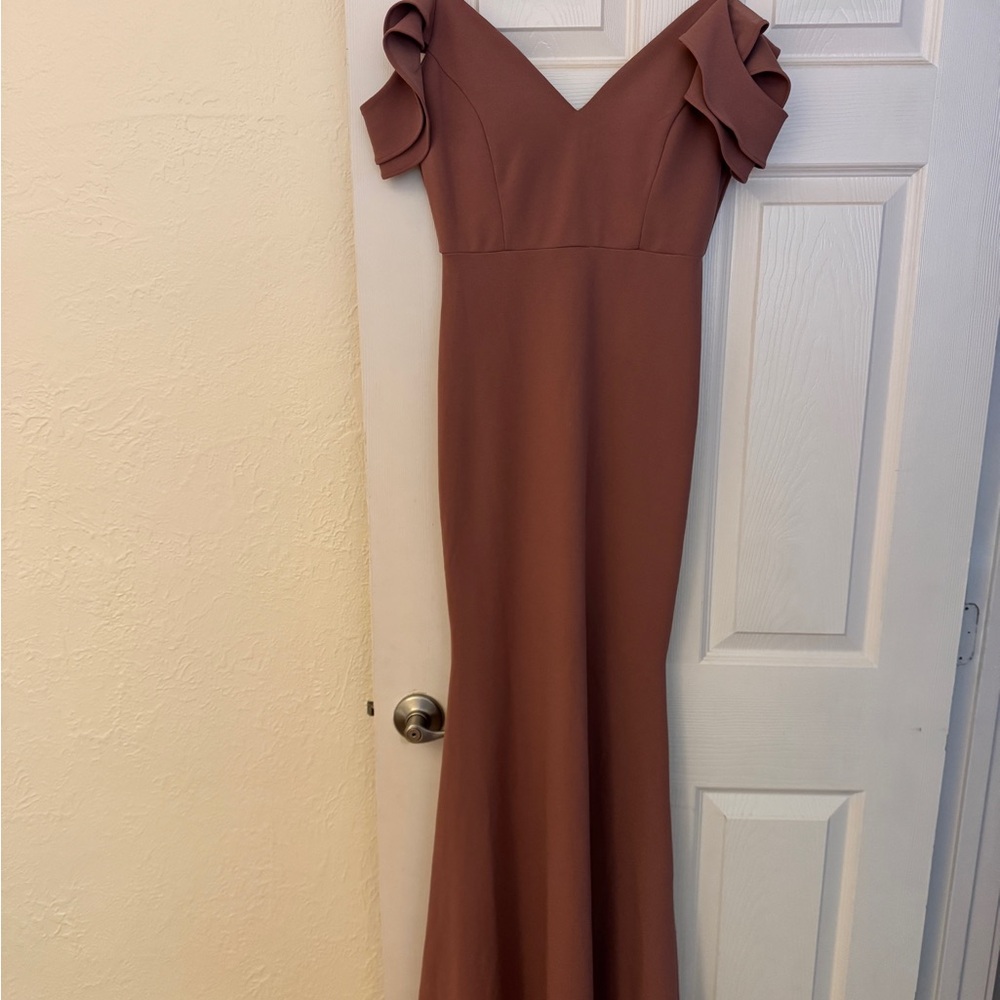 Elegant Mauve Off-Shoulder Dress